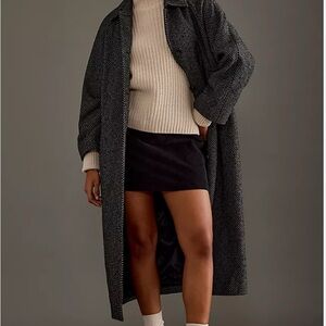 Stylish Black and White Long Coat